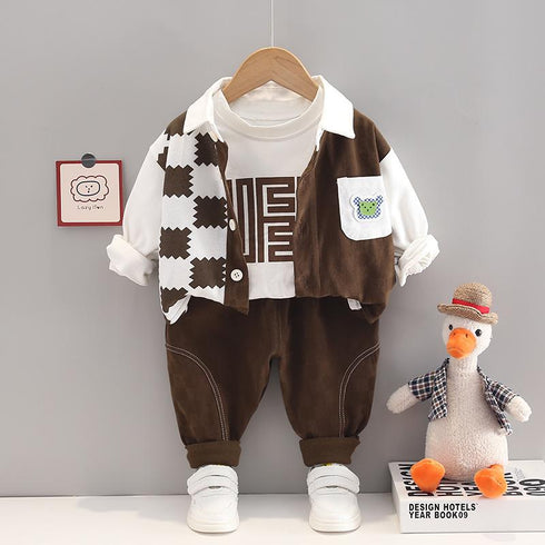 Spring and Autumn Boys Long Sleeve Three-Piece Set